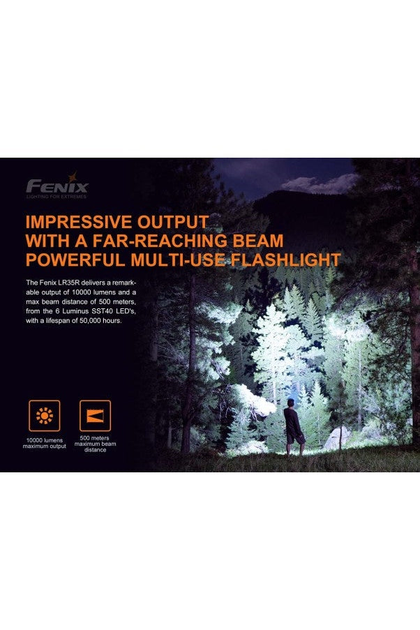 Fenix - Torch LR35R 10,000 lumens , black Rugged Ram Outdoors