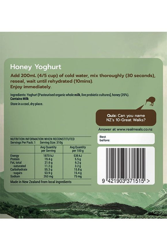 Real Meals Breakfast - Honey Yoghurt Rugged Ram Outdoors