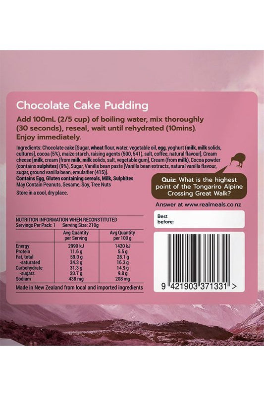 Real Meals Dessert - Chocolate Cake Pudding Rugged Ram Outdoors