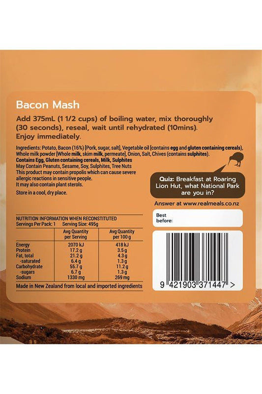 Real Meals Dinner - Bacon Mash Rugged Ram Outdoors