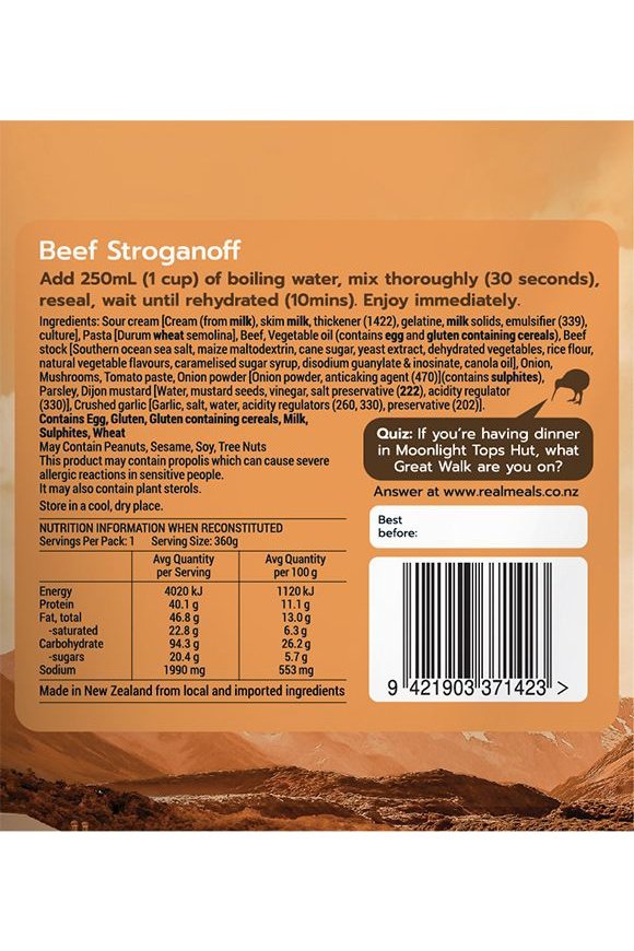 Real Meals Dinner - Beef Stroganoff Rugged Ram Outdoors