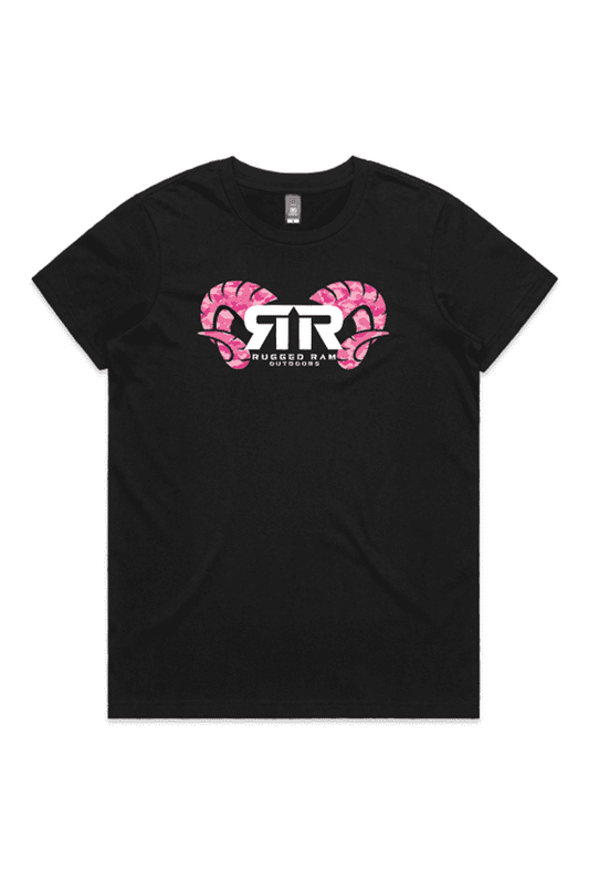 Rugged Ram Front Design Tee - Pink Camo Rugged Ram Outdoors