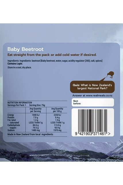 Real Meals Snack - Baby Beetroot Real Meals Rugged Ram Outdoors