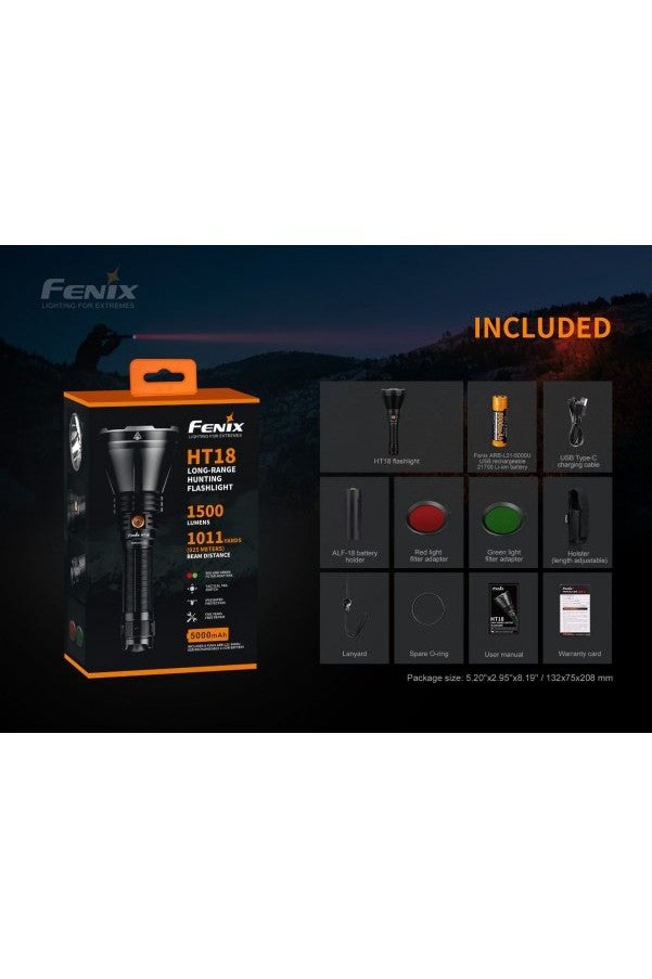 Fenix - Torch HT18 1,500 lumens , black Fenix Rugged Ram Outdoors